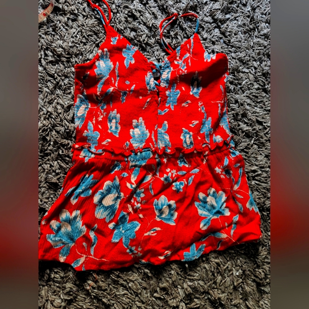 Patrons of peace, Cami Tank Tops Orange Floral Shoulder Strap S